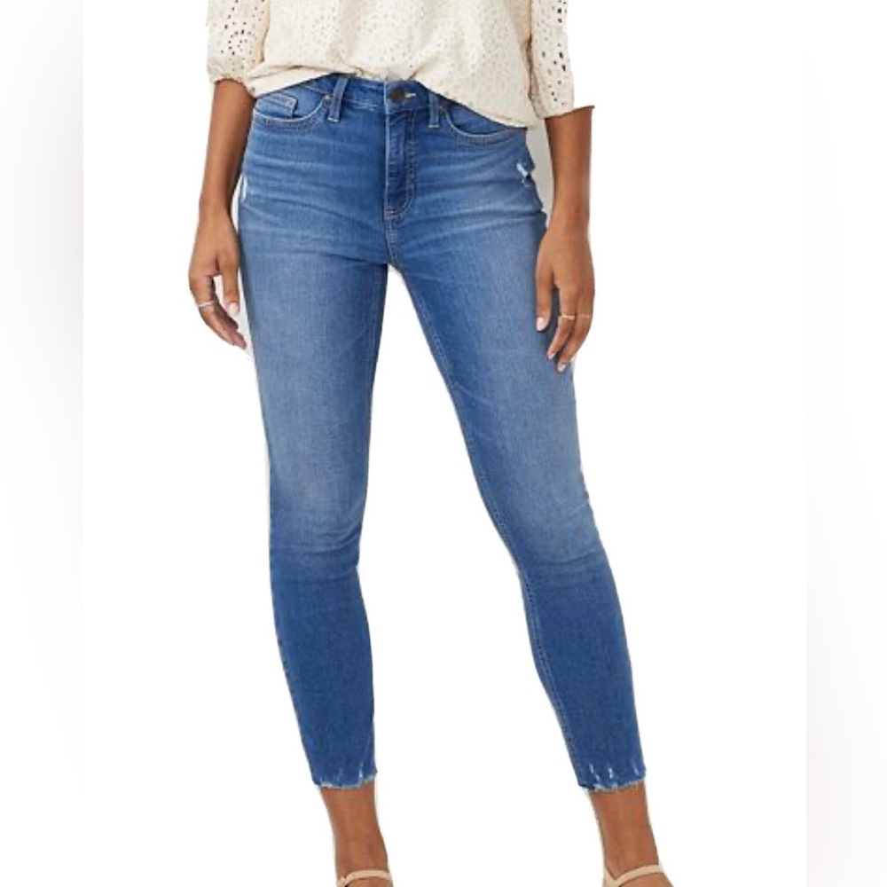 Lauren Conrad High Rise Jeans Ankle Crop Stretch Skinny Distressed